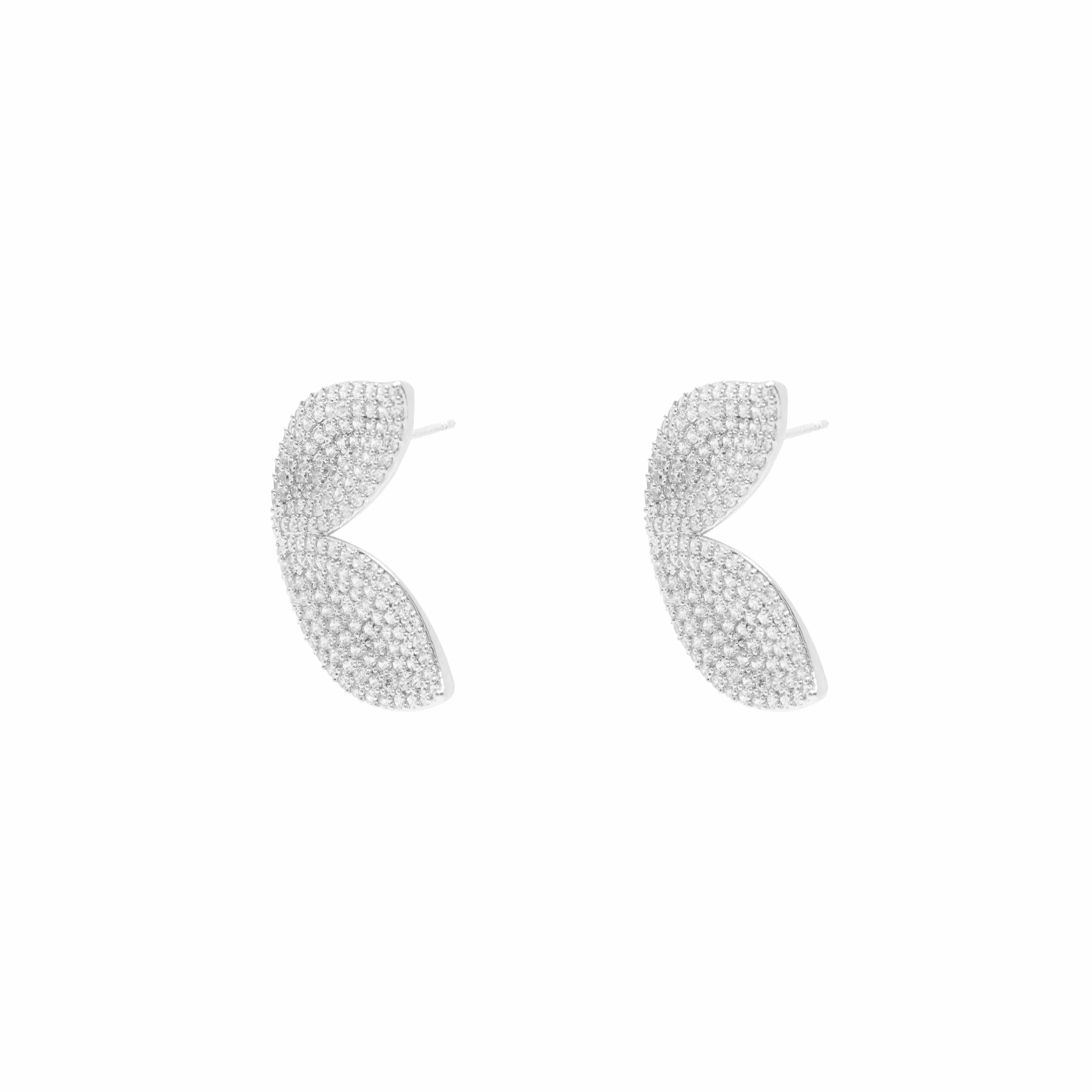 Bowie leaf crystal stud earrings - Image 3