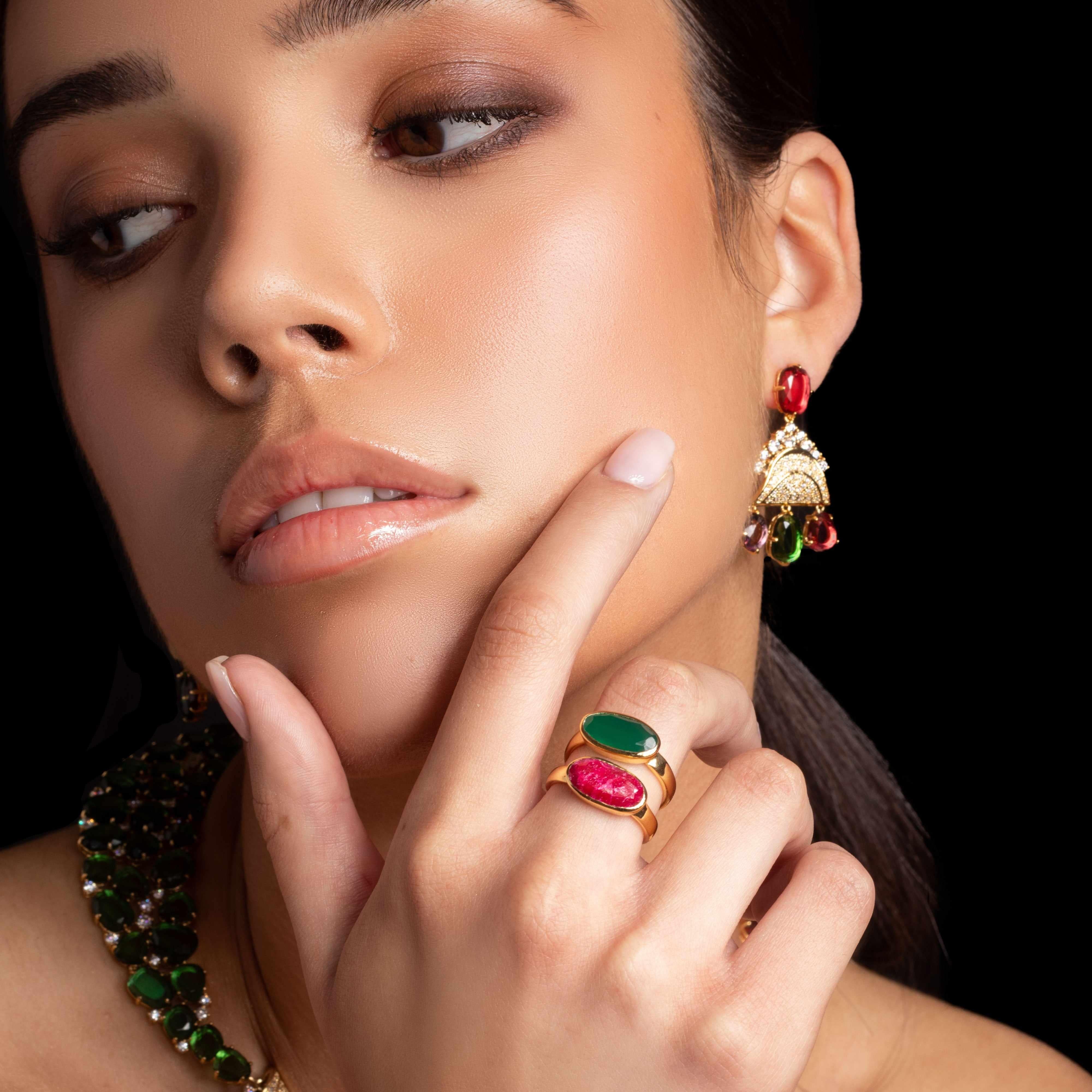 Meya gold semi-precious stone rings - Image 4