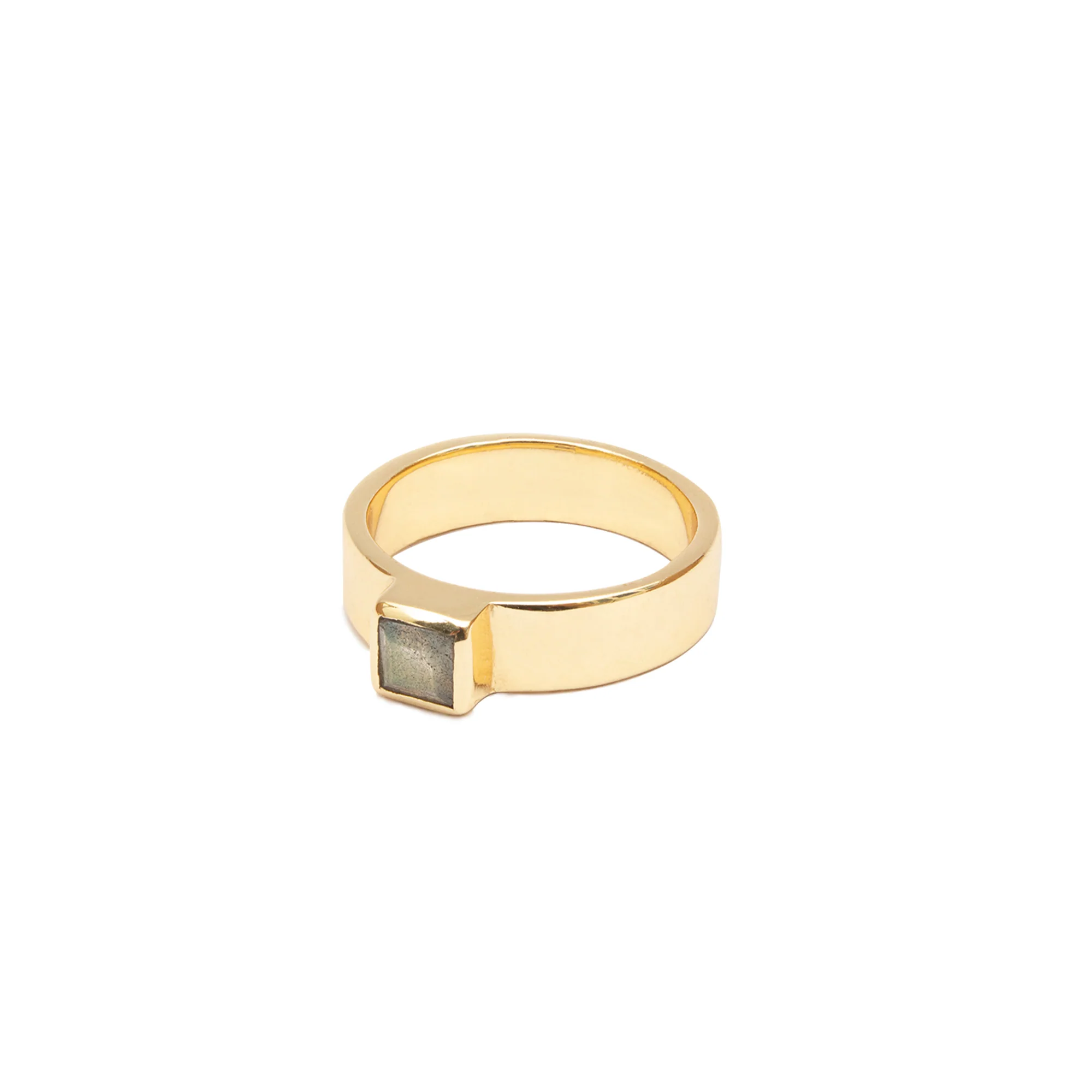 Niko rectangle semi-precious gold ring - Image 4