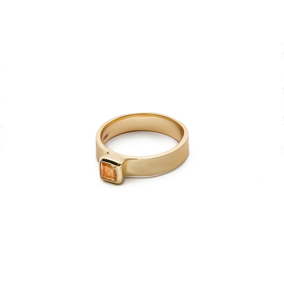 Niko rectangle semi-precious gold ring - Image 5
