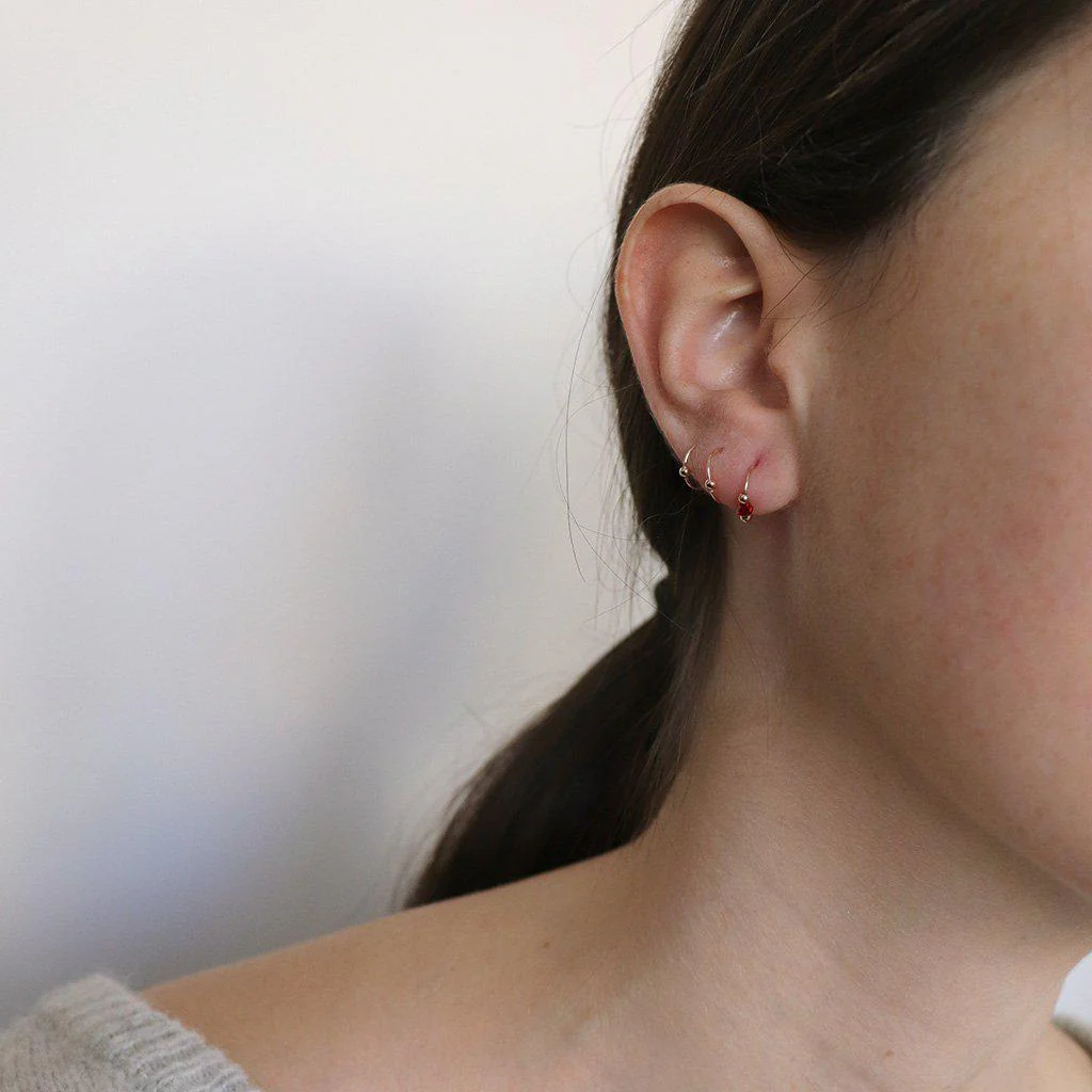 Sammy red crystal sleeper earring - Image 5