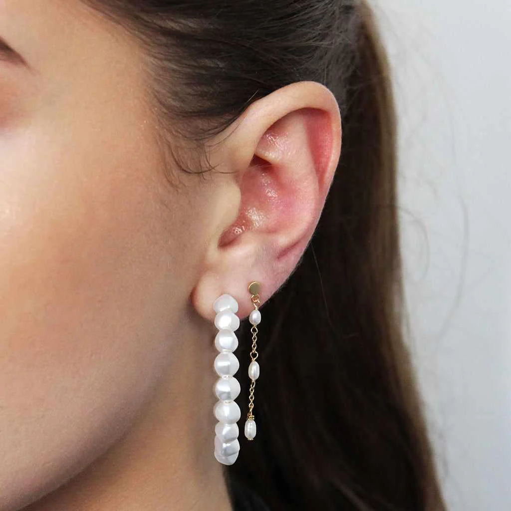 Tinley freshwater pearl gold earrings - Image 4